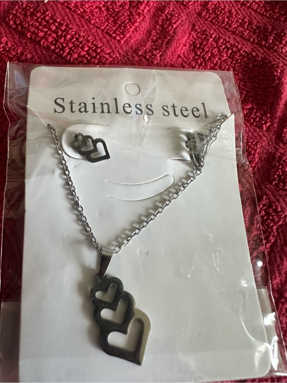 Triple Heart Stainless Steel Necklace - Silver